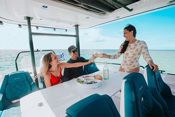 The Fastest Private Motor Yacht in Santorini - All Inclusive Tour - Oia from below the famous cliff