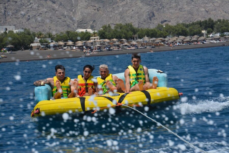 Thrill Waves Tubing at Perivolos Beach, Santorini - A fast ride at Perivolos Beach